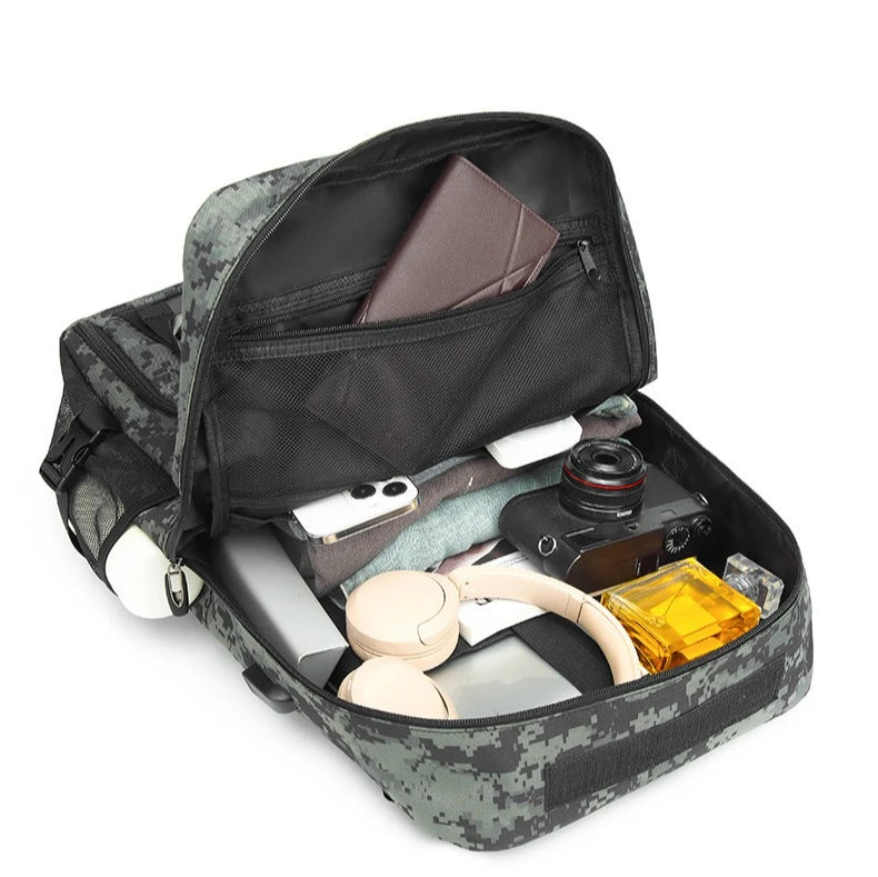 USB Climbing Backpack Travel Laptop Lightweight Rucksack with Shoes Pack Outdoor Camping Hiking Knapsack Sports Gym Schoolbag