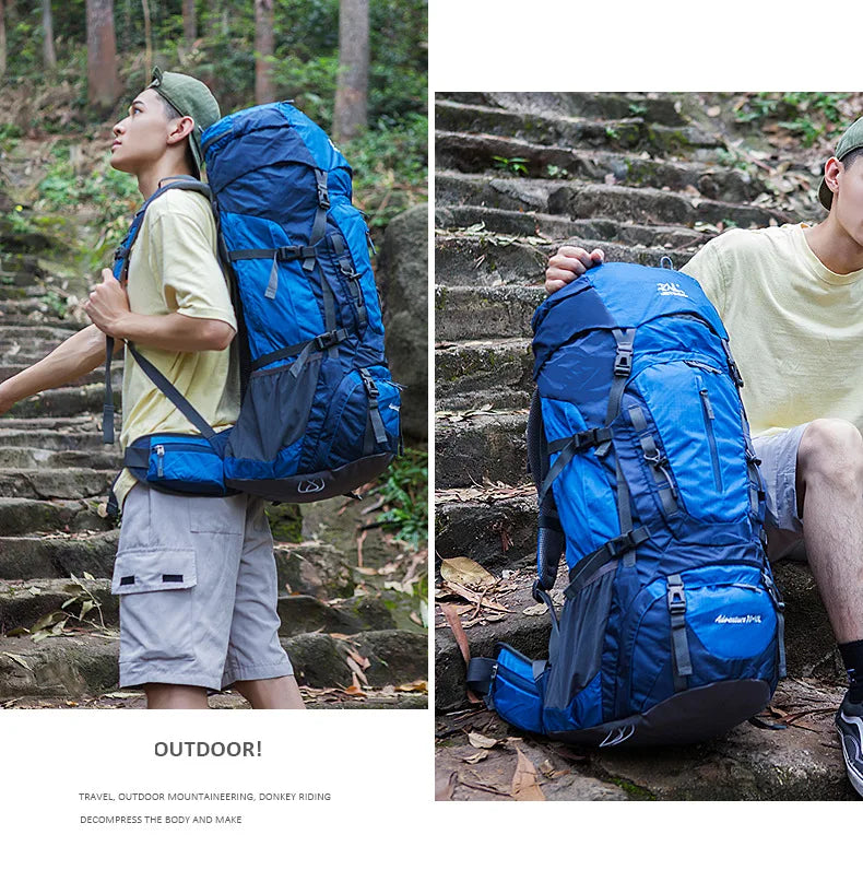 Waterproof Nylon Bag Camping Travel Backpack With Rain Cover Outdoor Hiking Mountaineering Men Shoulder Climbing Traveling Bags