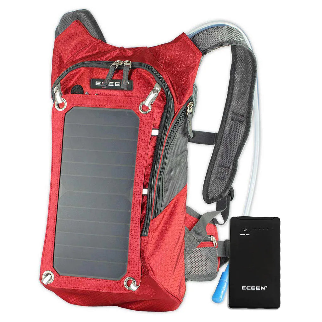 Solar Backpack 7W Solar Panel Charge For Cell Phones and 5V Device Power Supply Hiking Backpack with 2L Water Bag