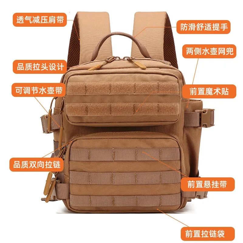 9L Sport Backpack MOLLE 3 Day Bug Out Bag Mini Outdoor Pack for Women Men EDC Camping Hiking Rucksack