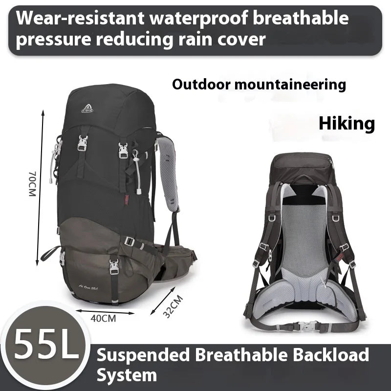New Design 50l Hiking Backpack Expandable Large Capacity External Frame Bag Pack Rucksack Camping Hiking Backpack