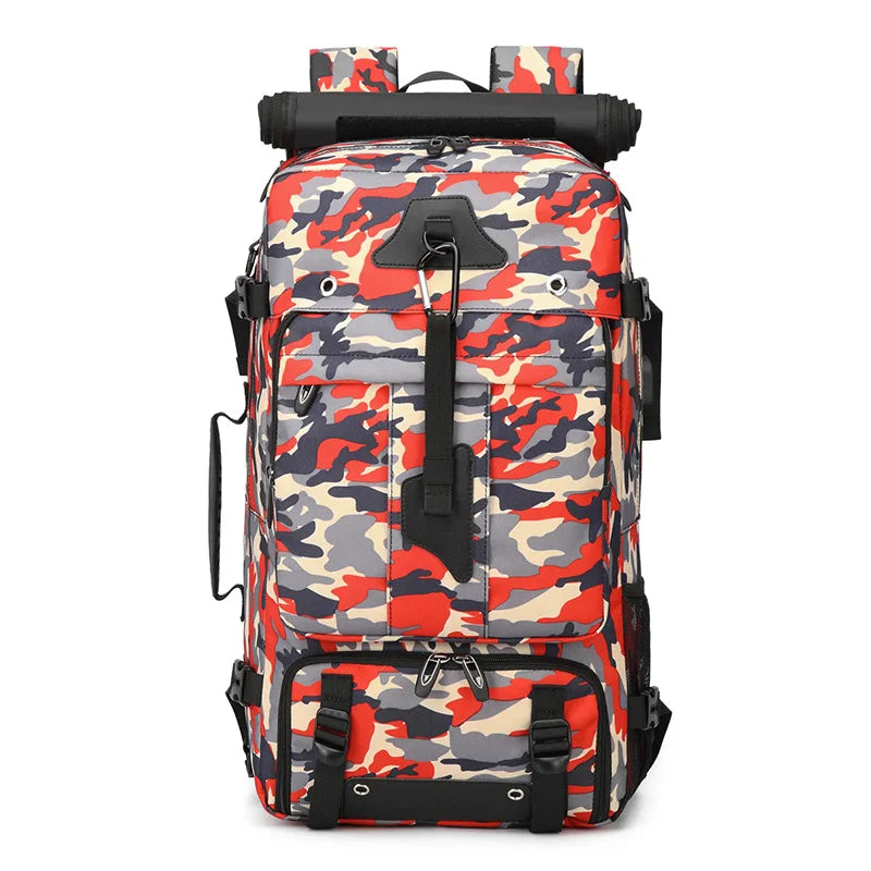 USB Climbing Backpack Travel Laptop Lightweight Rucksack with Shoes Pack Outdoor Camping Hiking Knapsack Sports Gym Schoolbag