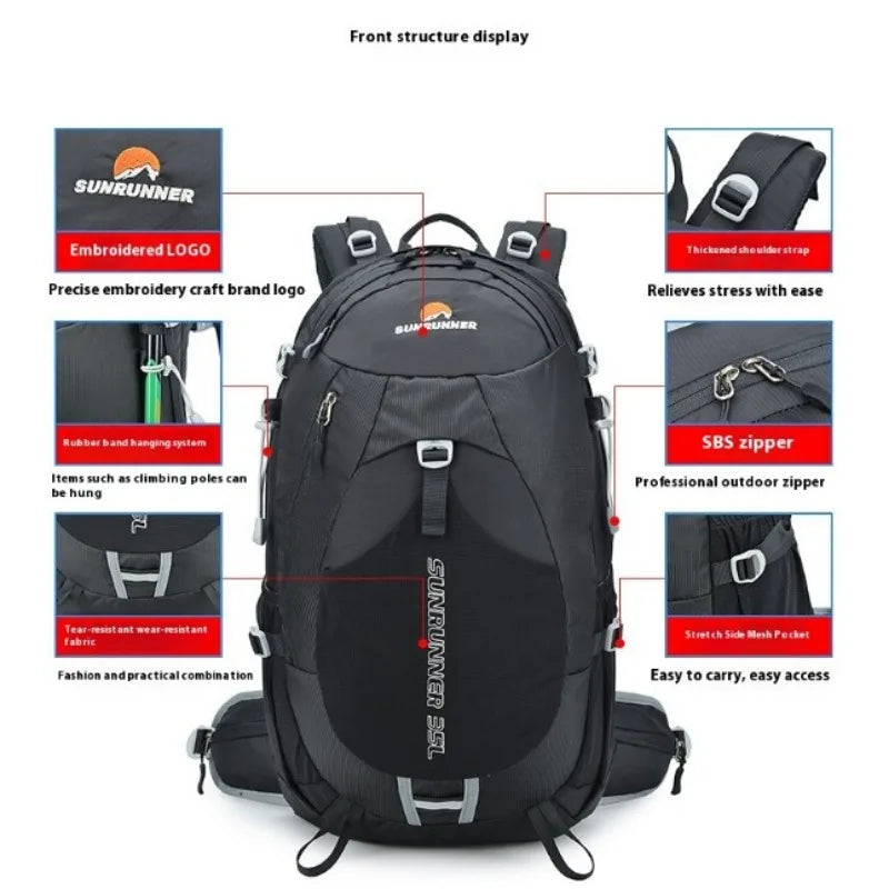 35L Hiking Backpack Travel Backpacks for Men Women,Water Resistant Lightweight Camping Daypack for Outdoor Sports