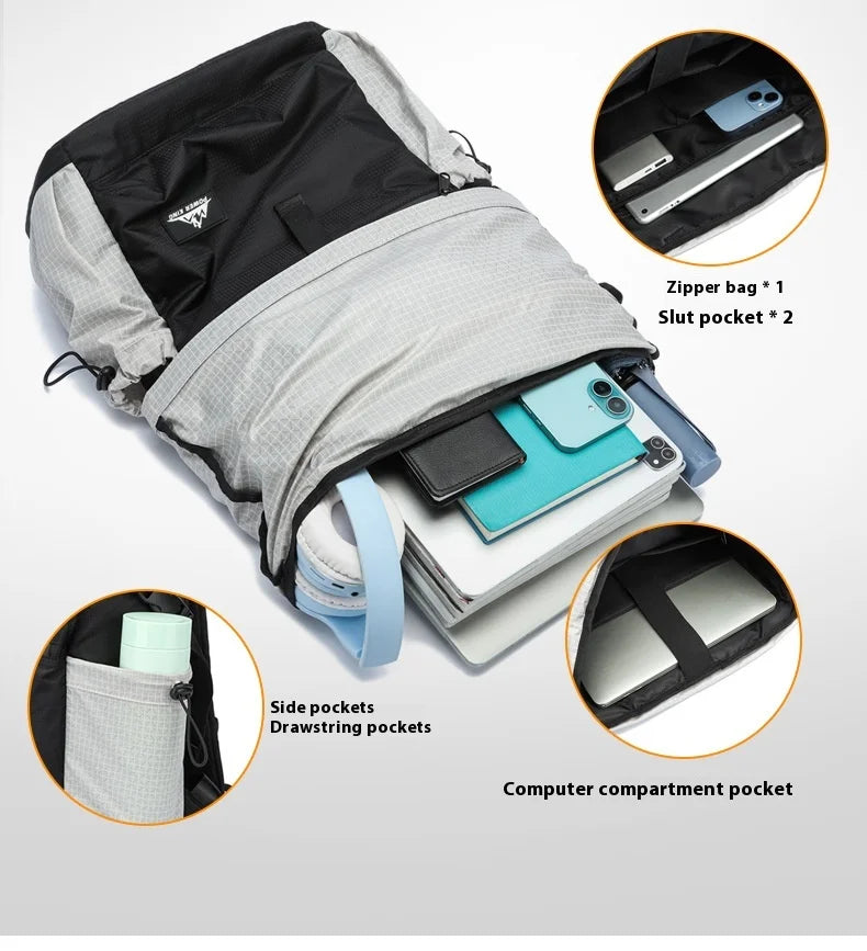 35L Outdoor Mountaineering Backpack Waterproof UHMWPE Cut-Resistant And Water-Repellent Fabric Rolled-Up Shoulder Backpack