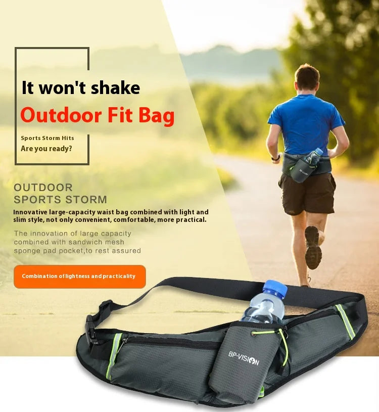 Unisex Sports Water Bottle Hip Waist Pack Waterproof Running Climbing Money Waist Bag Mobile Phone Bag Motorcycle Fanny Pack