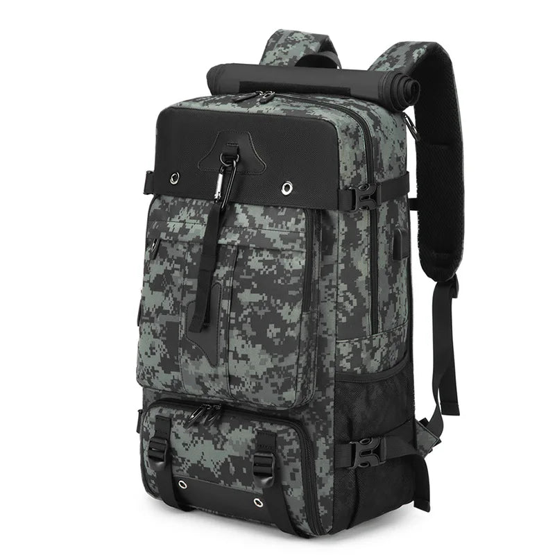 USB Climbing Backpack Travel Laptop Lightweight Rucksack with Shoes Pack Outdoor Camping Hiking Knapsack Sports Gym Schoolbag