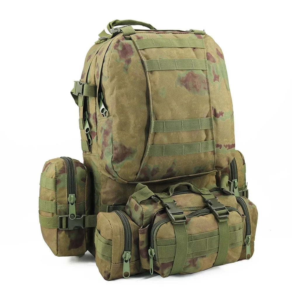 50L Tactical Backpack Outdoor Camping hiking Backpack Large Capacity Storage Combination Rucksacks 4 in 1 Backpack