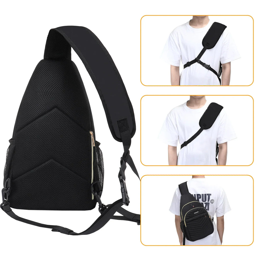 Casual Chest Shoulder Travel Hiking Daypack Bag Sling Backpack Quilted Crossbody Bag with Front Pockets