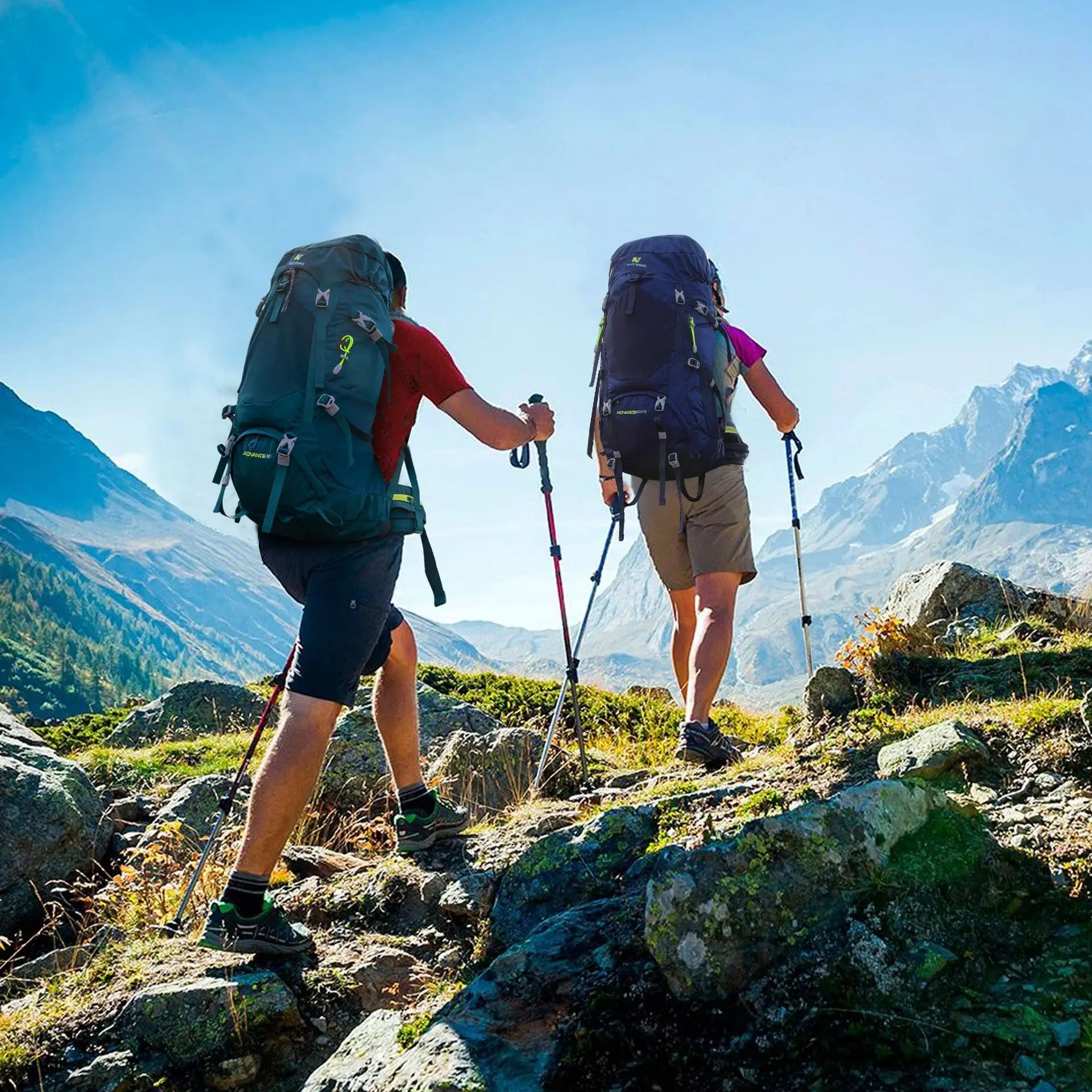 60+5L Camping Hiking Backpacks Men Outdoor Tourist Backpacks Nylon Sport Bag for Climbing Travelling with Rain Cover Free Knight