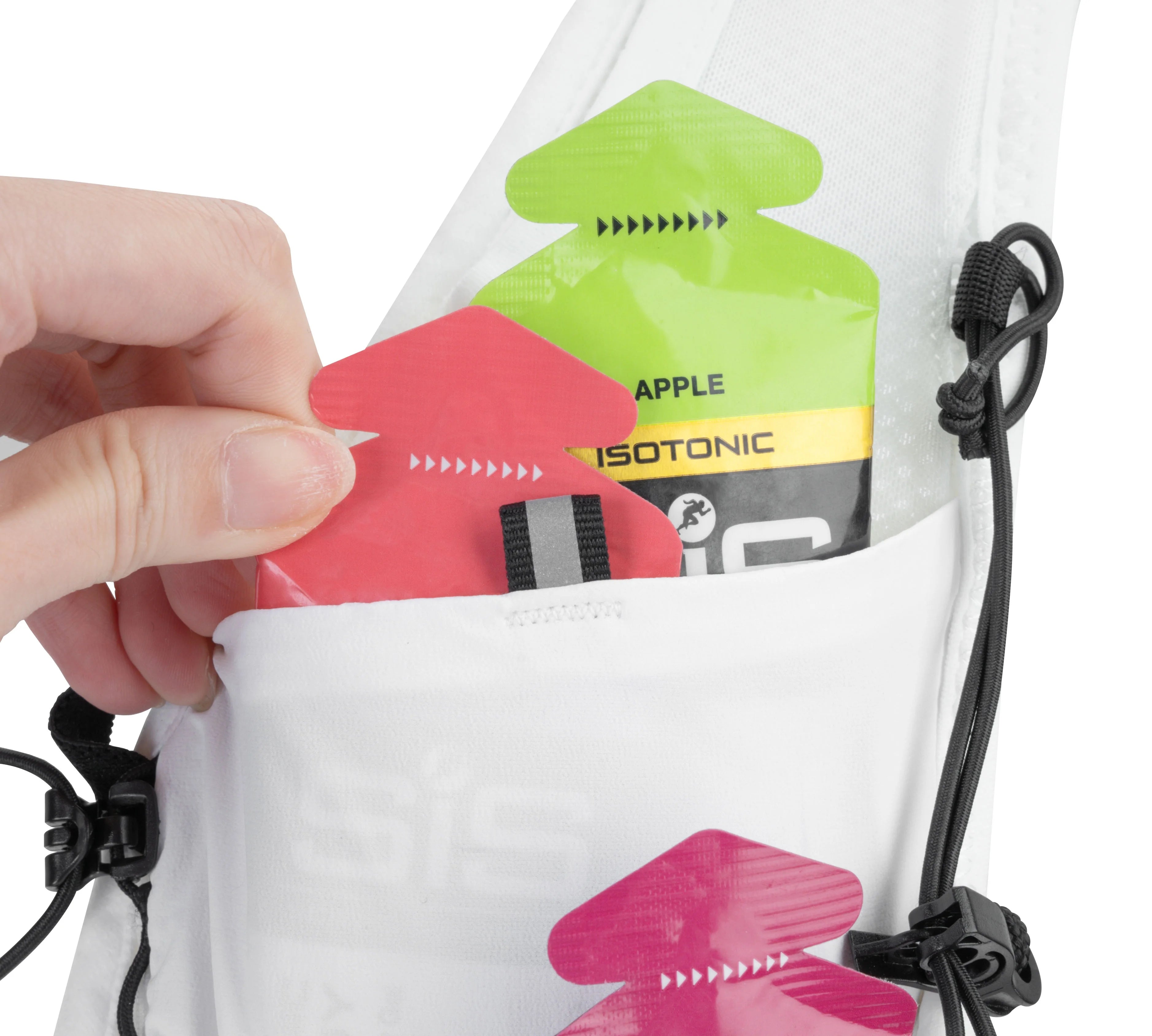 Lightweight White Running Vest Reflective Phone Holder Features Universal Cycling Running Hydration Access Polyester Waterproof