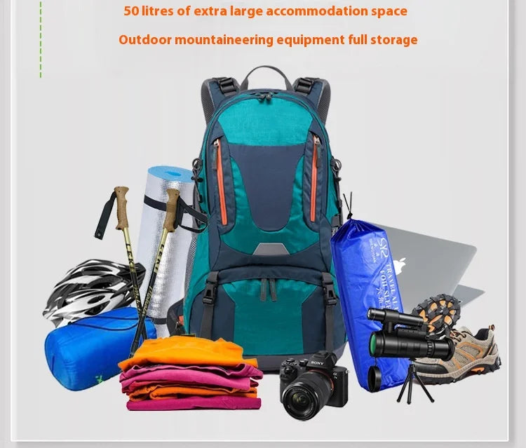 Breathable and Waterproof Outdoor Sports Backpack 50 liters Men and Women Shoulder Large Capacity Mountaineering Hiking Backpack