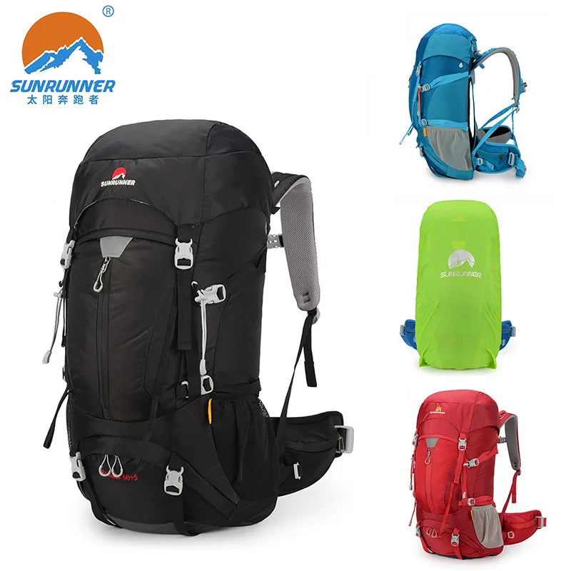 60+5L Camping Backpack Men's Travel Bag Climbing Rucksack Large Hiking Storage Pack Outdoor Mountaineering Sports Shoulder Bags