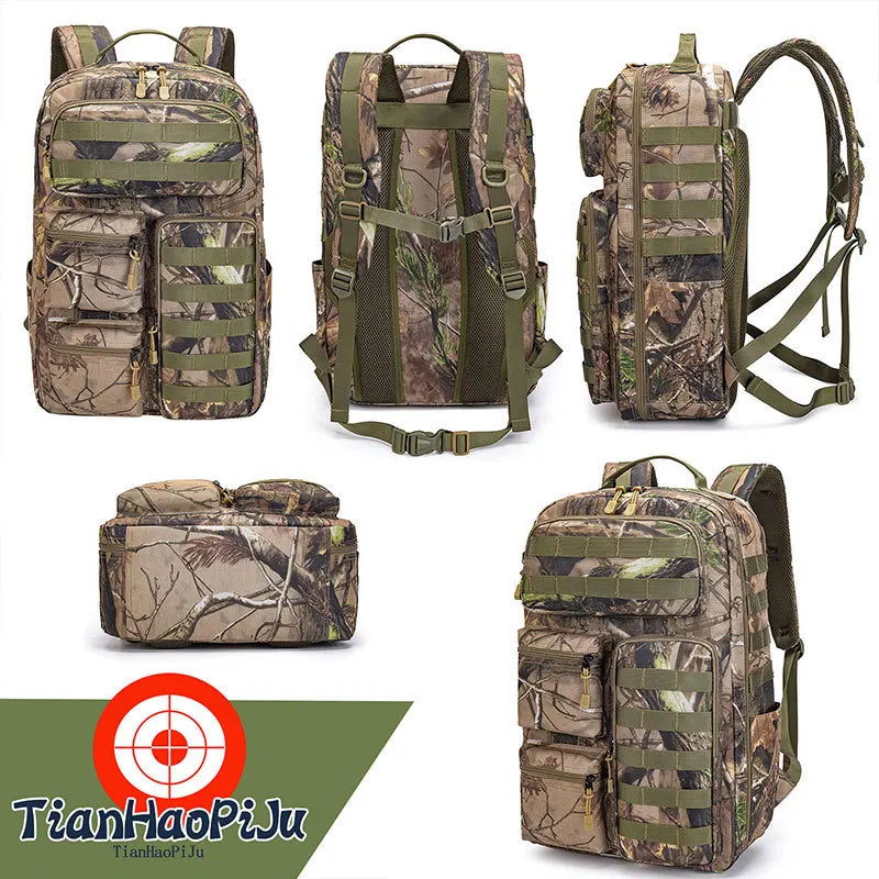 Waterproof Tactical Backpack Camo Hunting Fishing Bag Multi-Compartment Durable Rucksack for Outdoor Travel & Sports
