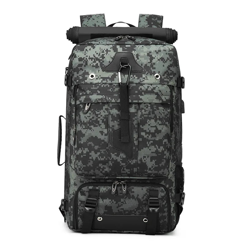 USB Climbing Backpack Travel Laptop Lightweight Rucksack with Shoes Pack Outdoor Camping Hiking Knapsack Sports Gym Schoolbag