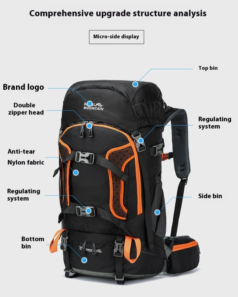 Waterproof Outdoor Sports Hiking Camping Backpack Women's with Dustproof Rainproof Cover Nylon Travel Bags Camping Equipment Men