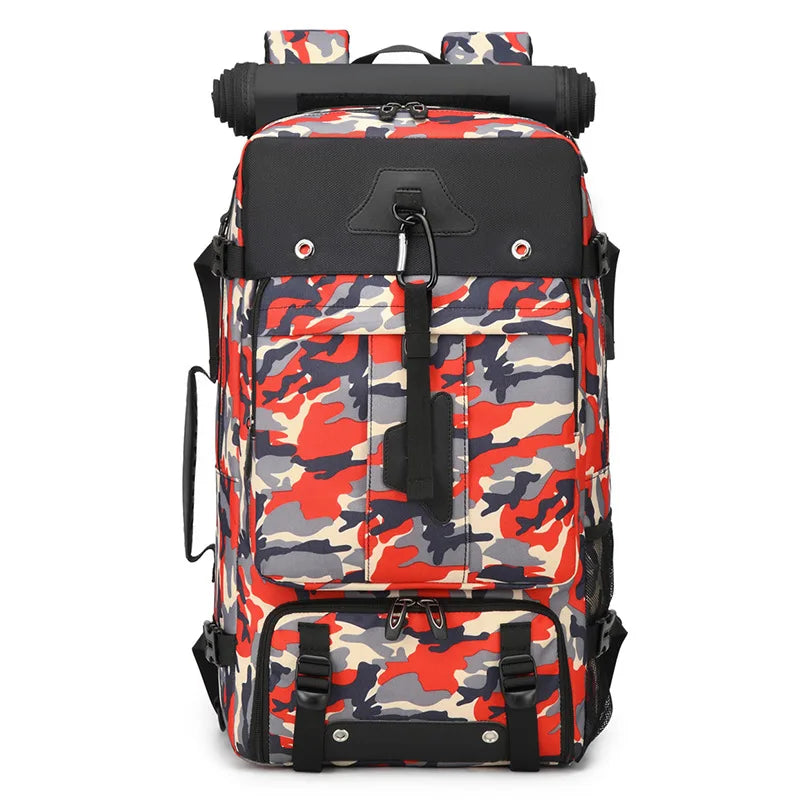 USB Climbing Backpack Travel Laptop Lightweight Rucksack with Shoes Pack Outdoor Camping Hiking Knapsack Sports Gym Schoolbag