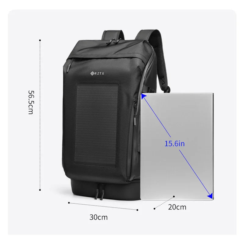 Men's Outdoor Travel Backpack Large Capacity Solar Charging Multi-Functional Shoe Compartment Bookbag Youth Business OL Style