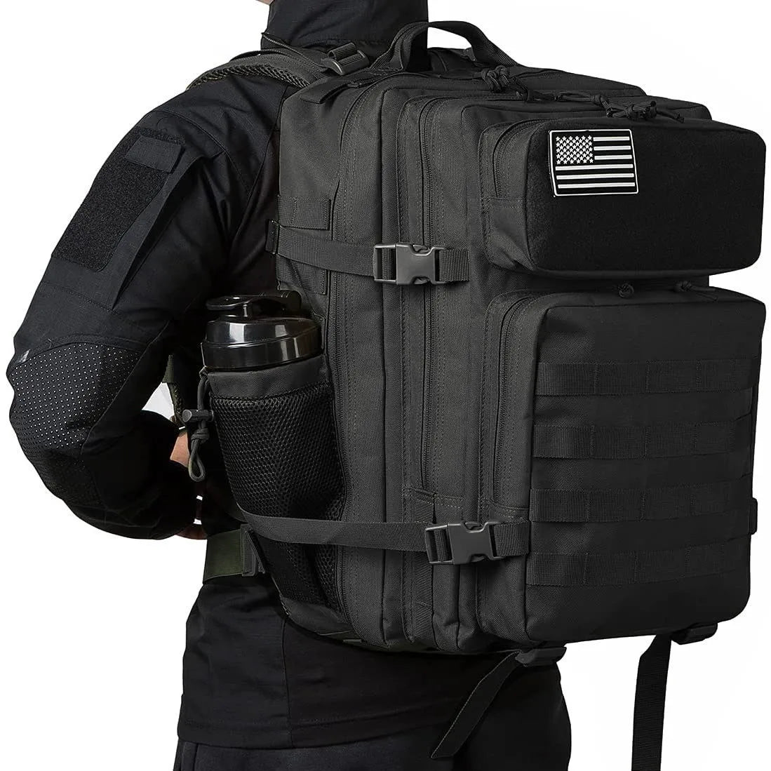 45L Molle Tactical Backpack Bag Hunting MOLLE Backpack GYM For Men EDC Outdoor Hiking Survival Rucksack Witch Bottle Holder