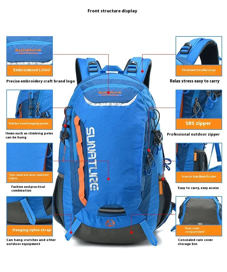 Travel Hiking Backpack 40L Trekking Bag Men Women Durable Outdoor Sports Daypack for Climbing Mountaineering Fishing Bicycle