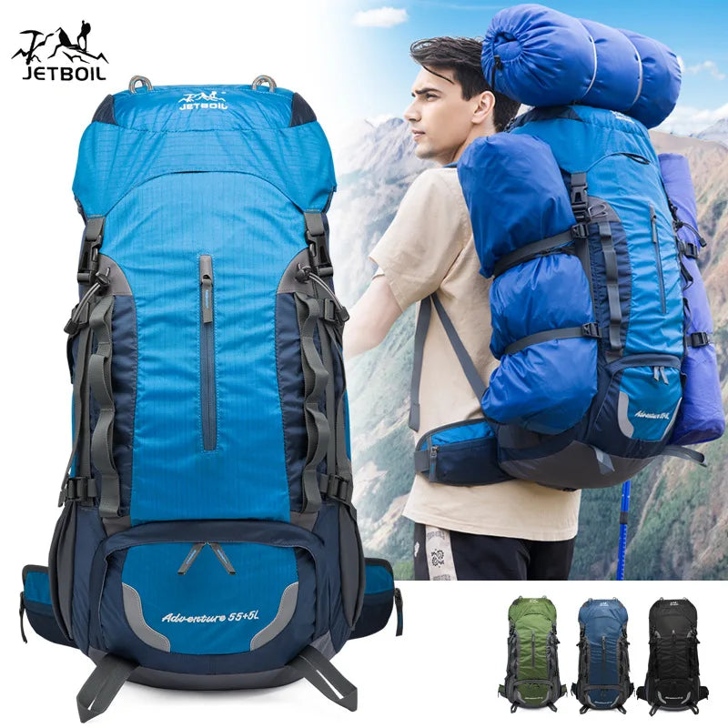 55L high capacity mountaineering bag hiking camping long distance travel outdoor backpack men's and women's sports